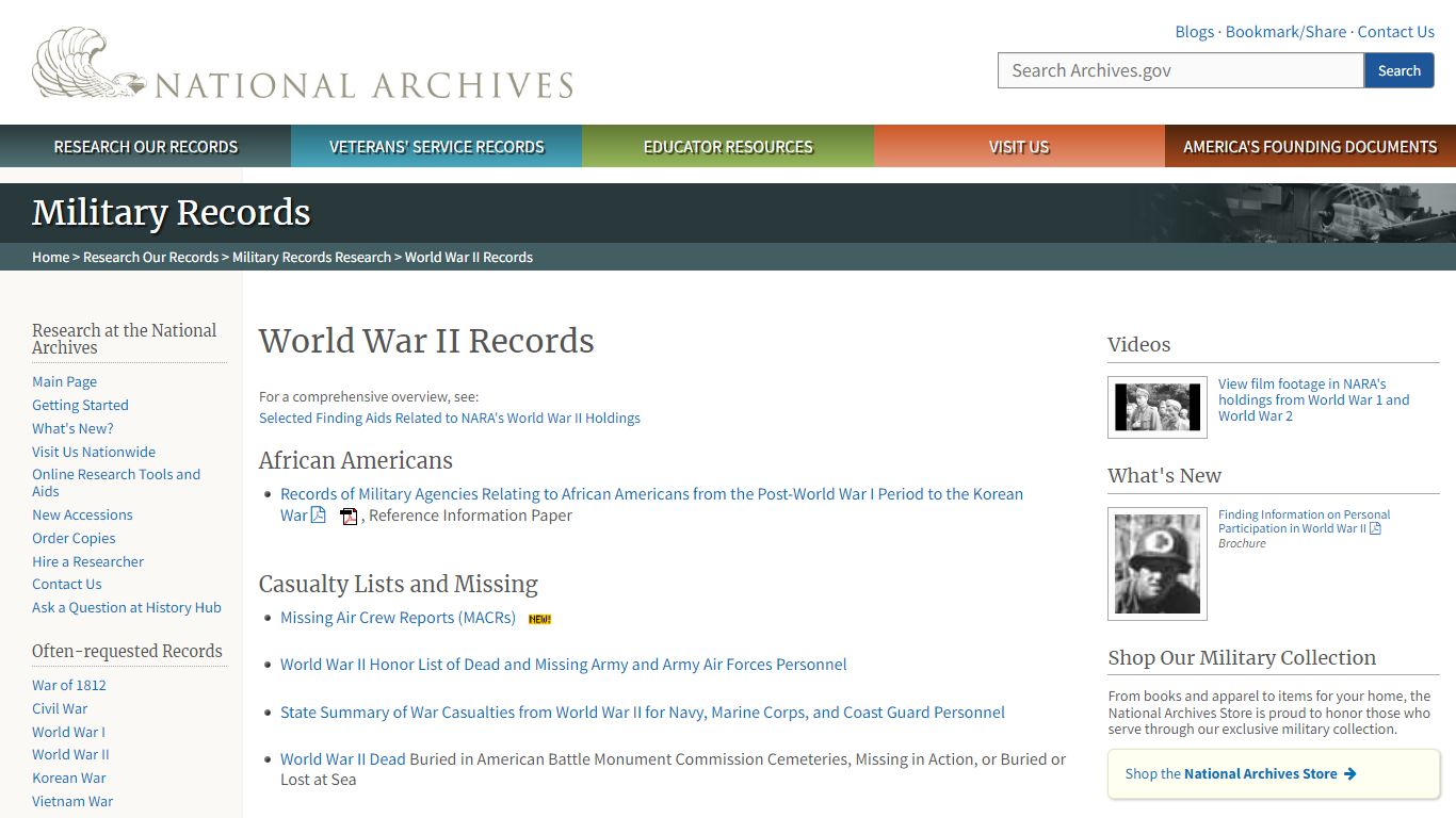 World War II Records | National Archives